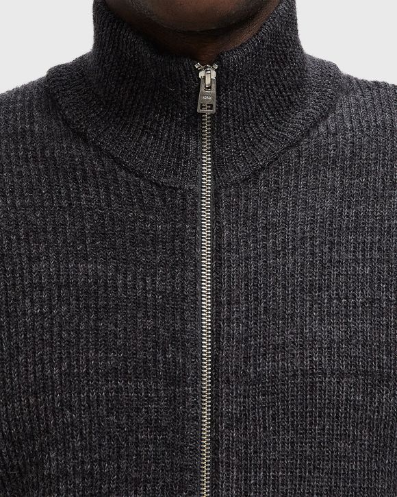 Hagen Wool Cotton Rib Full Zip Jacket