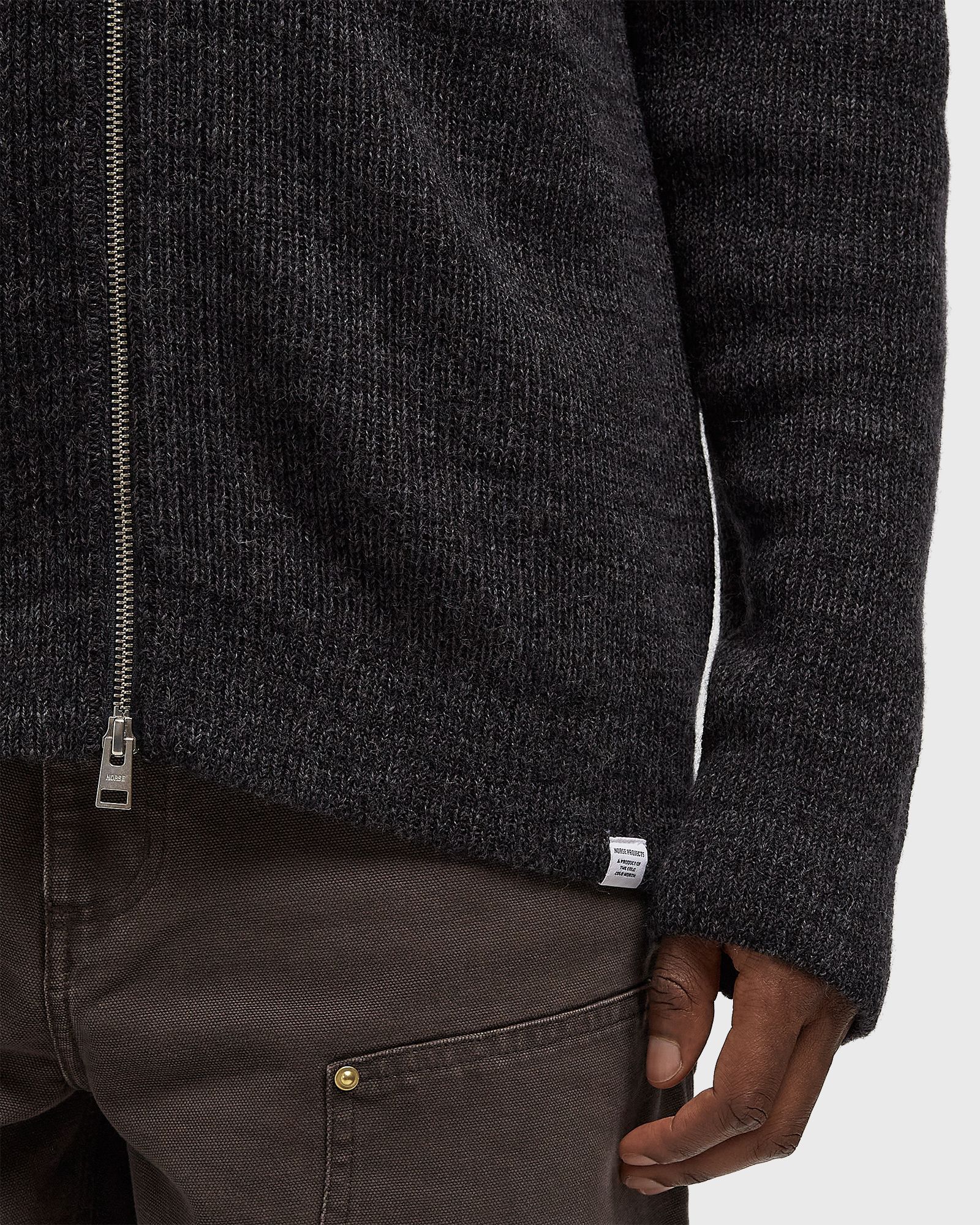 Hagen Wool Cotton Rib Full Zip Jacket