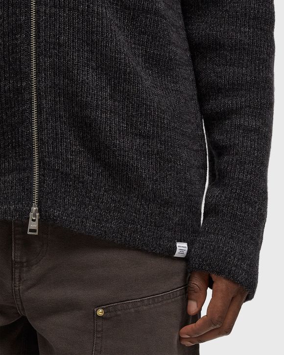 Hagen Wool Cotton Rib Full Zip Jacket