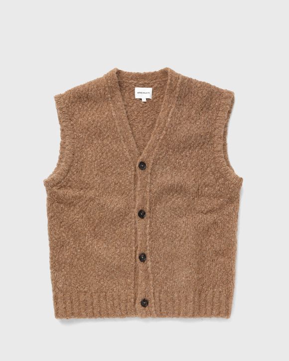 Norse Projects August Flame Alpaca Cardigan Vest Brown