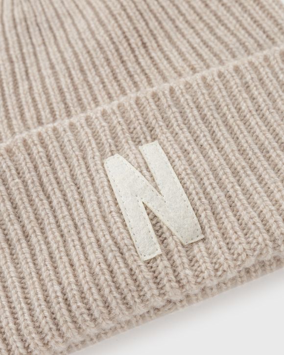 Merino Lambswool Rib N Logo Beanie