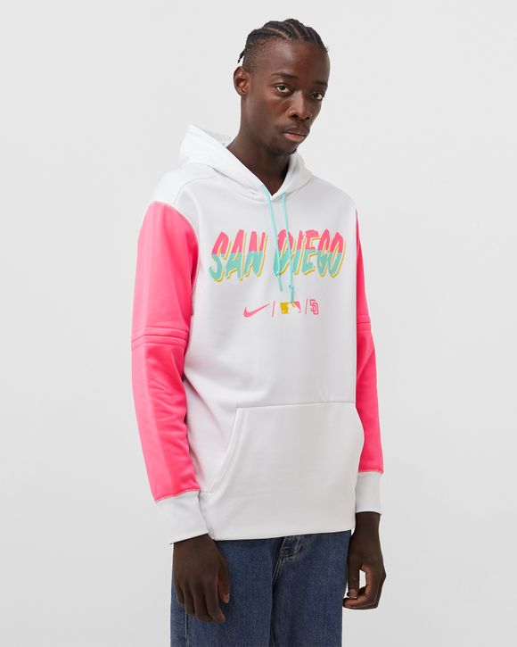 Nike San Diego Padres City Connect Therma Hoodie White - WHITE-HYPER PINK