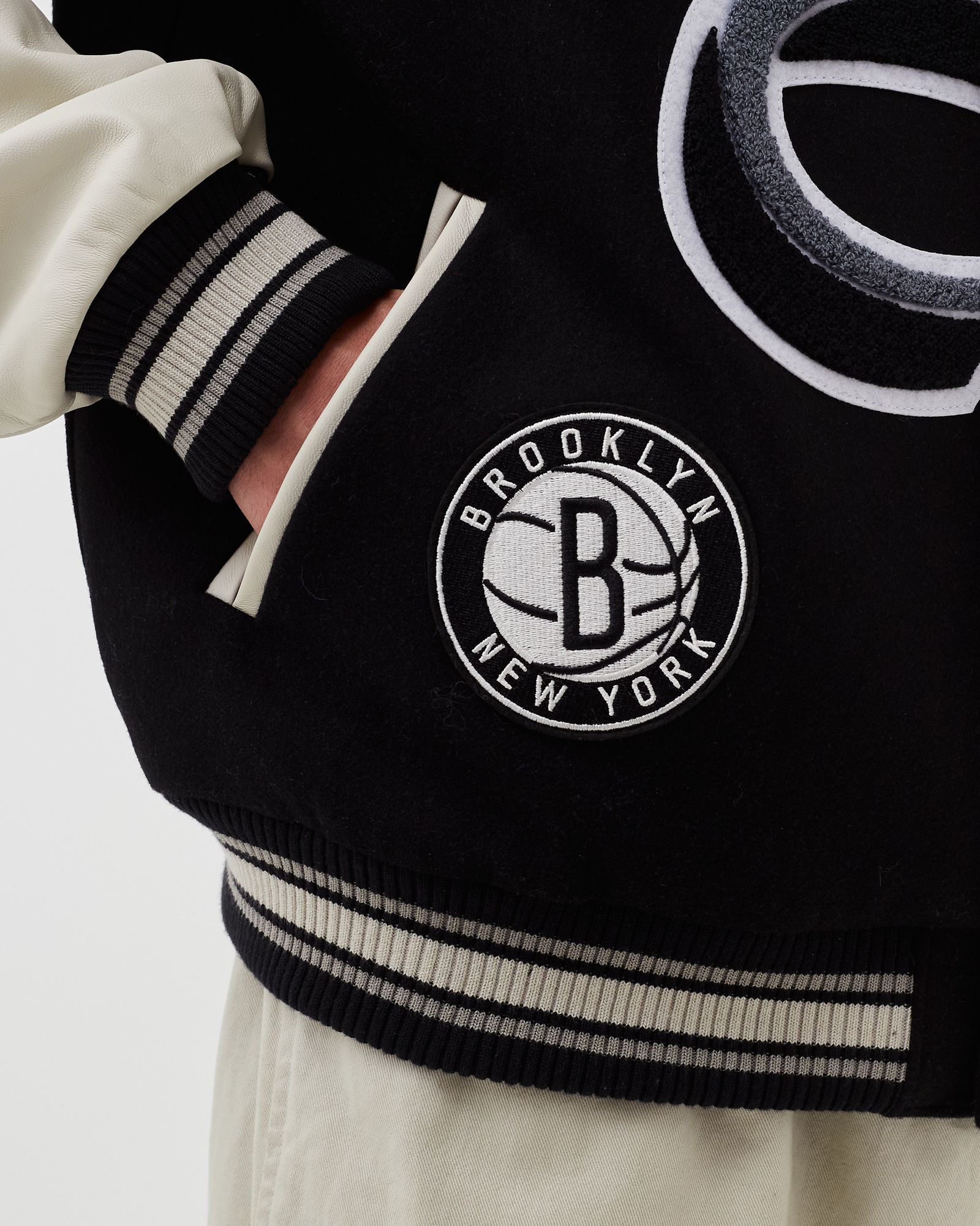 BROOKLYN NETS WOOL AND LEATHER JACKET