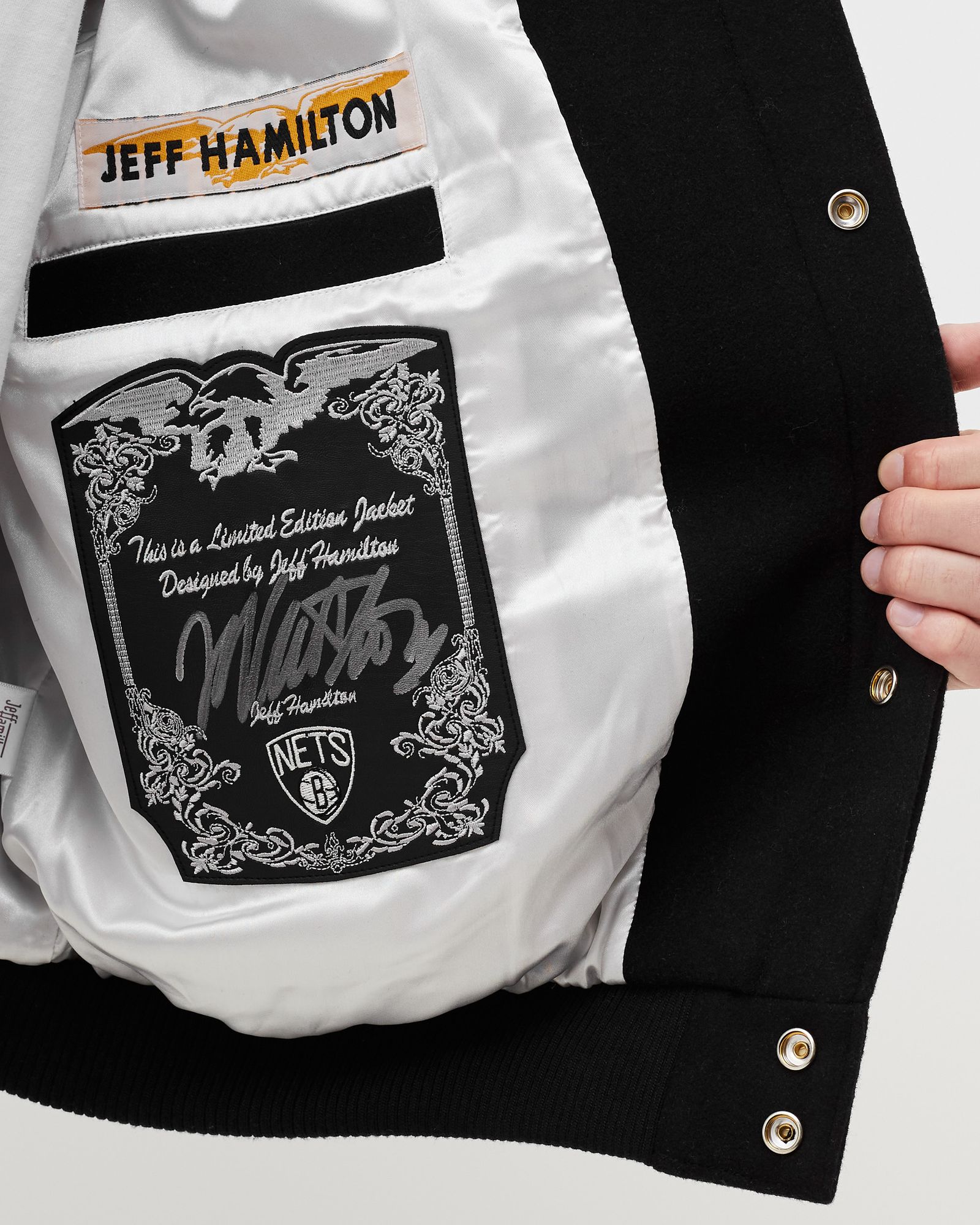 BROOKLYN NETS WOOL AND LEATHER JACKET