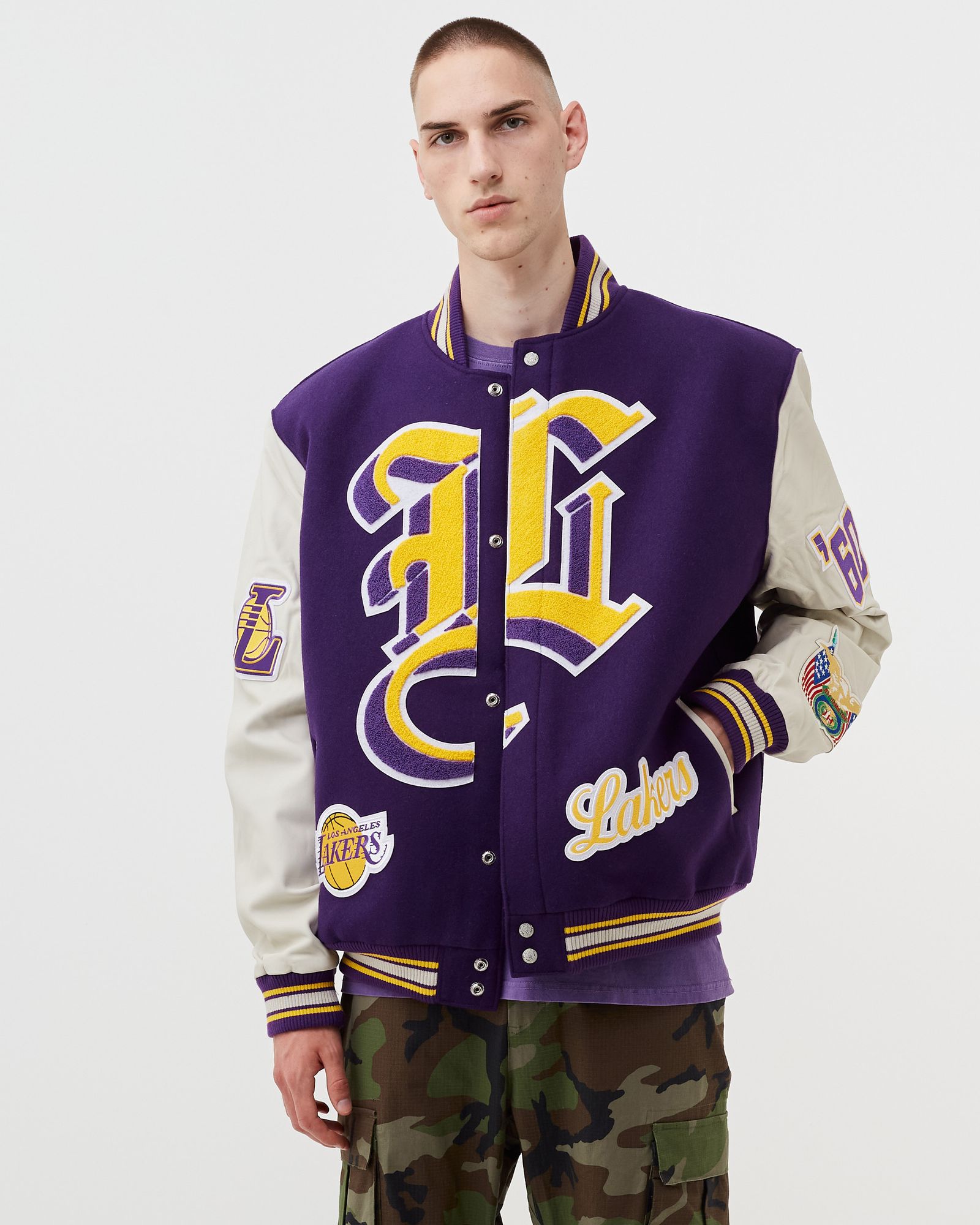 LAKERS WOOL AND LEATHER JACKET