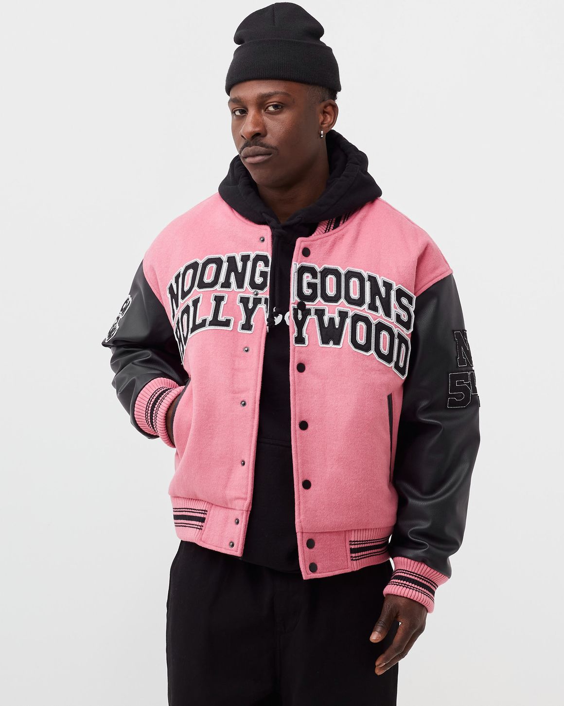 Noon Goons HOLLYWOOD HIGH VARSITY JACKET Pink PINK BLACK