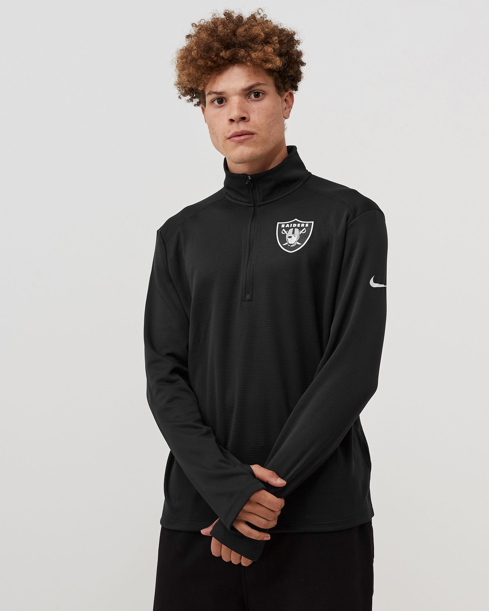 NFL Las Vegas Raiders Mens Nike Logo Pacer Half Zip