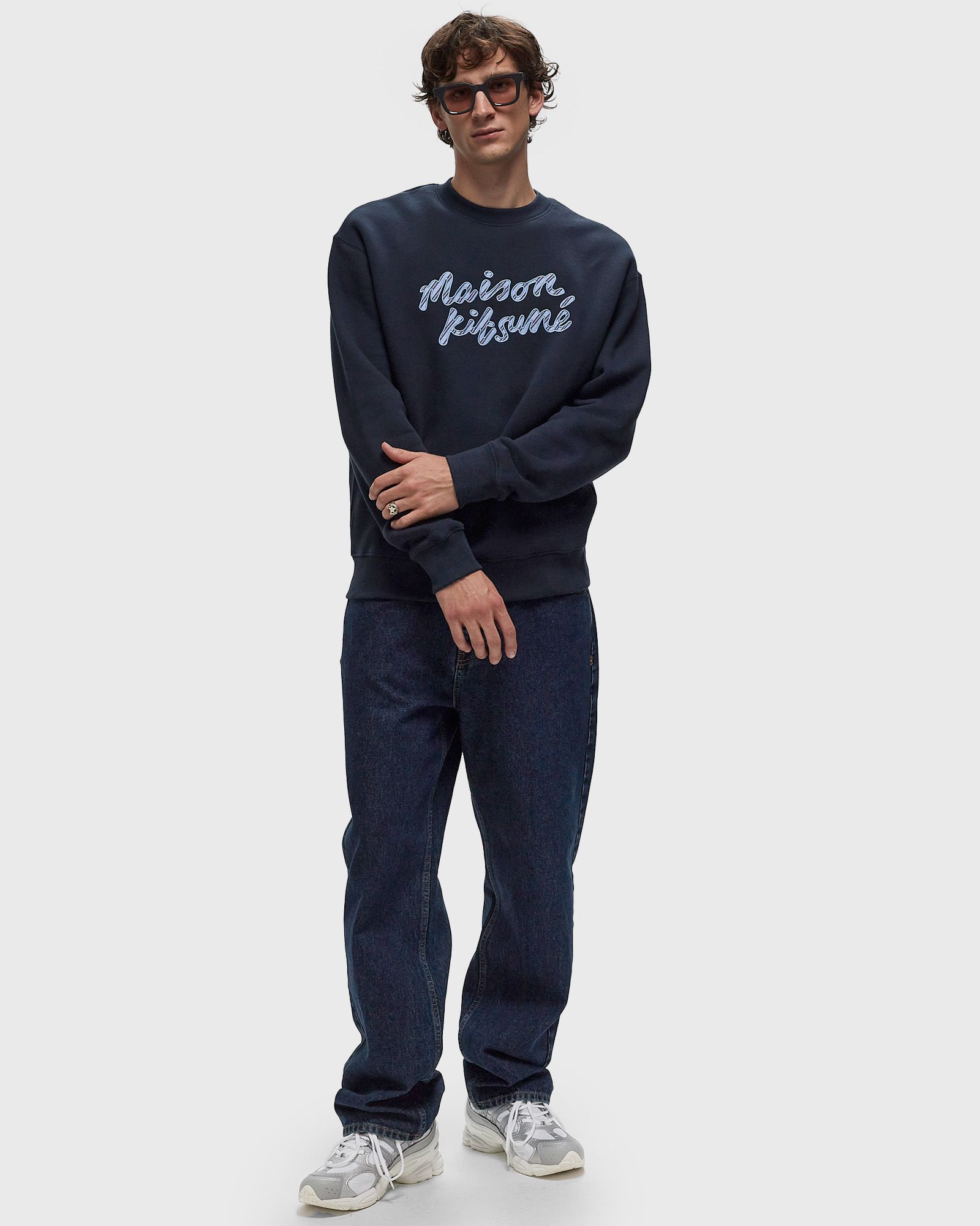 MAISON KITSUNE HANDWRITING STRIPED COMFORT SWEATSHIRT