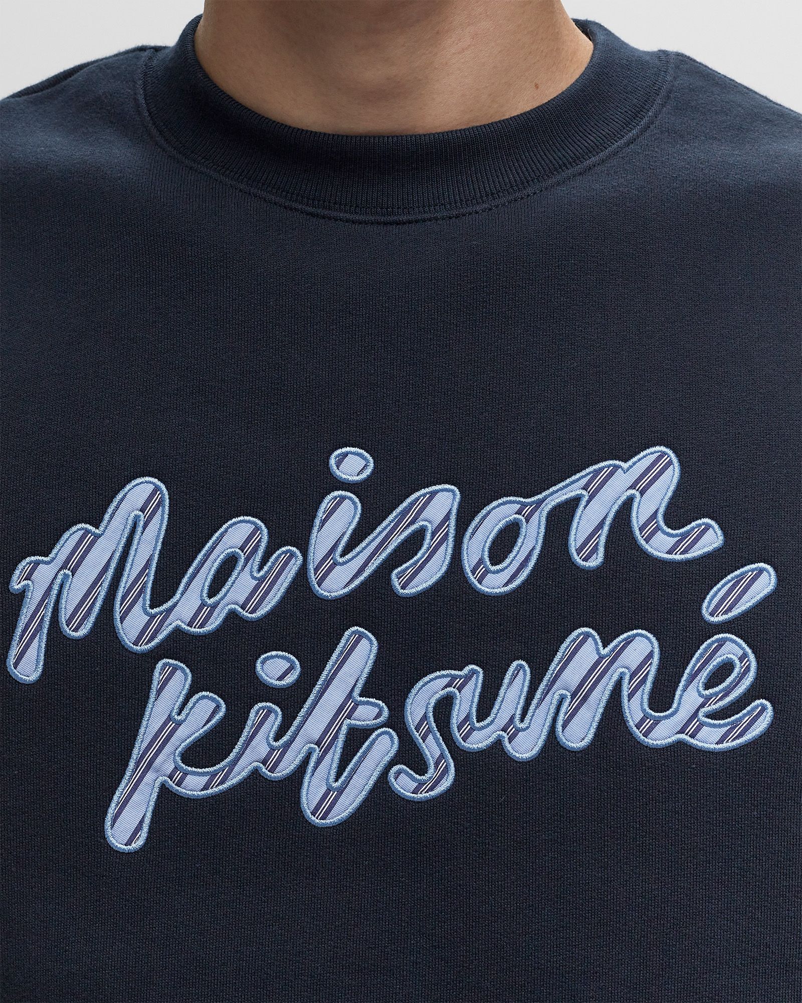 MAISON KITSUNE HANDWRITING STRIPED COMFORT SWEATSHIRT