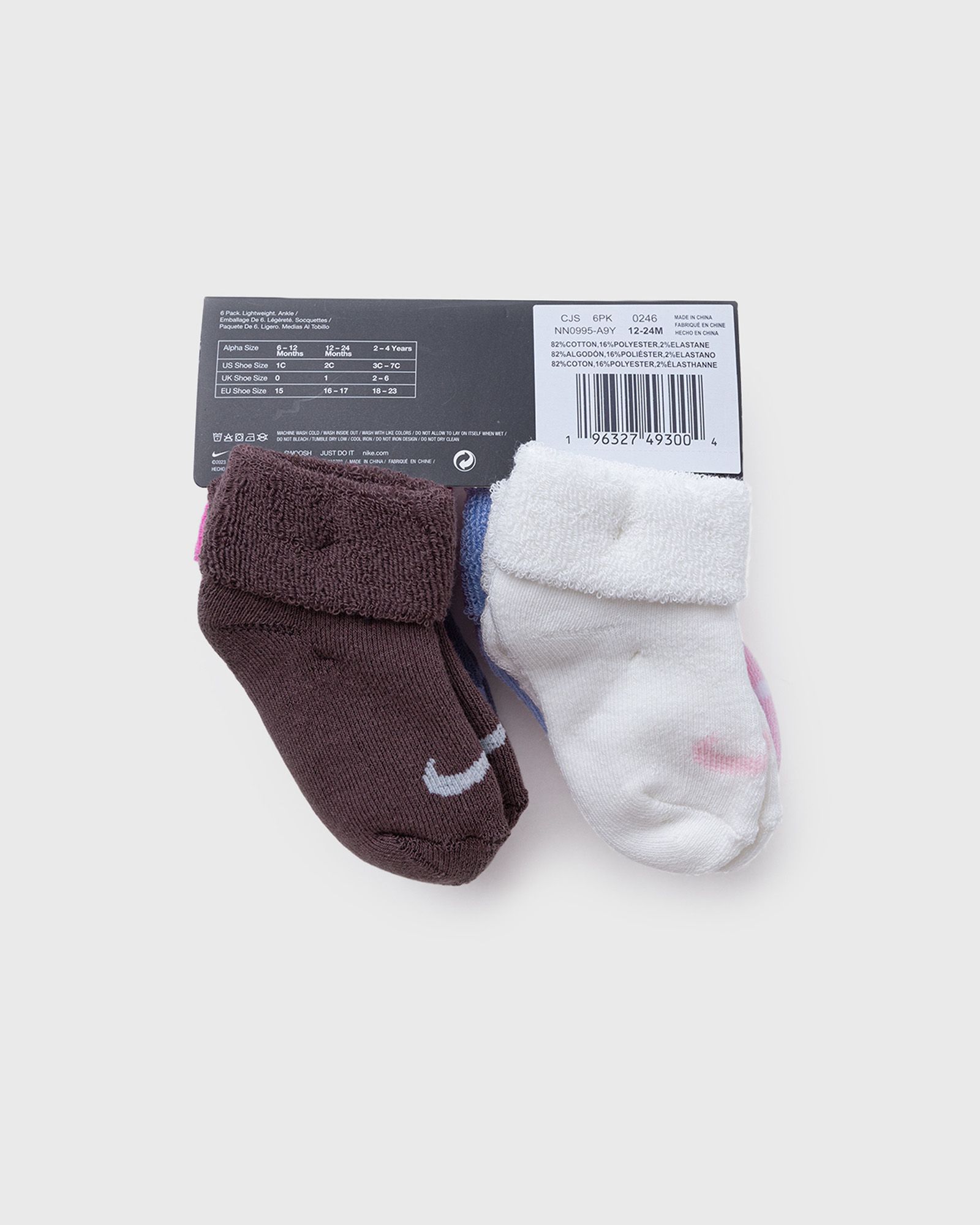 6PK TERRY CUFFED INFANT SOCK