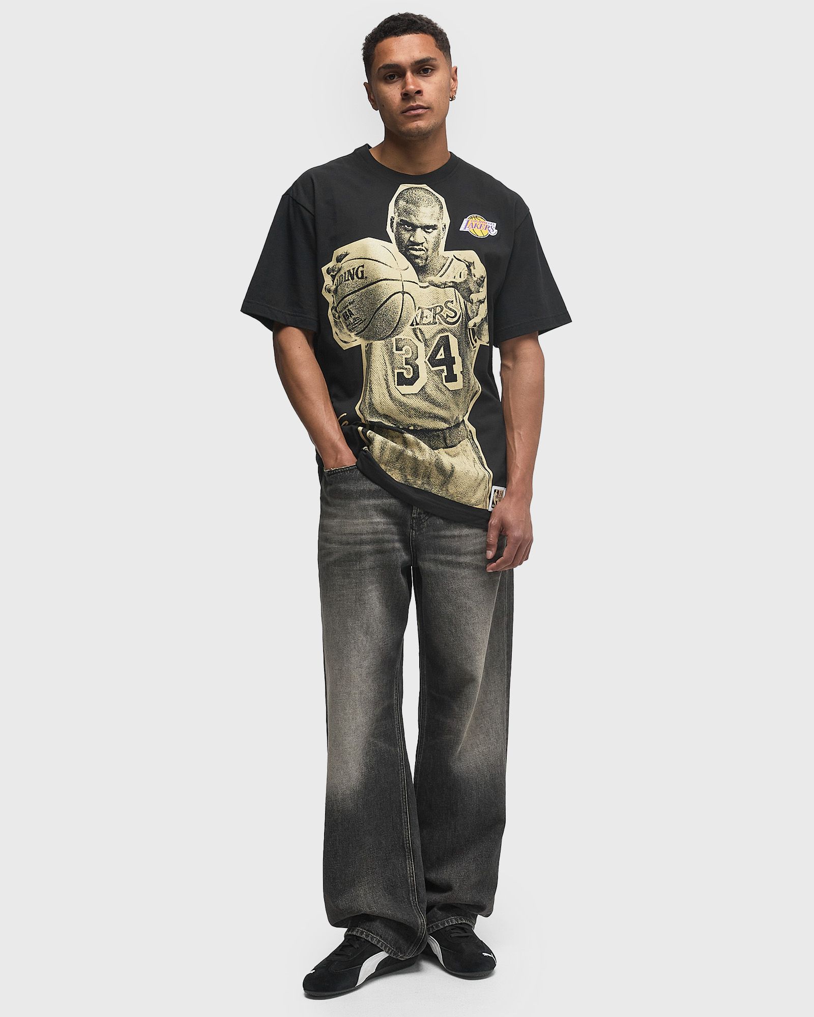 NBA BLOCKBUSTER SS PLAYER TEE VINTAGE LOGO LOS ANGELES LAKERS SHAQUILLE O'NEAL