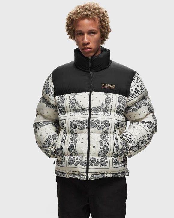 Mens Napapijri white Paisley Print T-Holiday Fleece Jacket