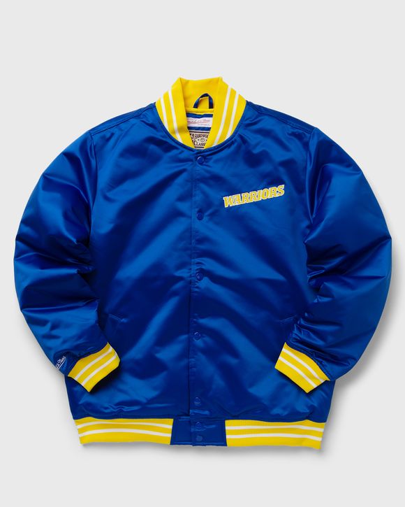 Mitchell & Ness Mens Heavyweight Satin Jacket Blue L Casual