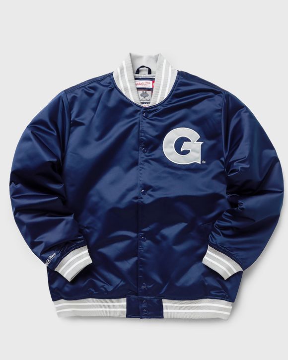 Mitchell & Ness Mens Heavyweight Satin Jacket Blue L Casual