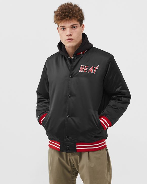 Mitchell Ness NBA Heavyweight Satin Jacket Miami Heat Black BSTN Store