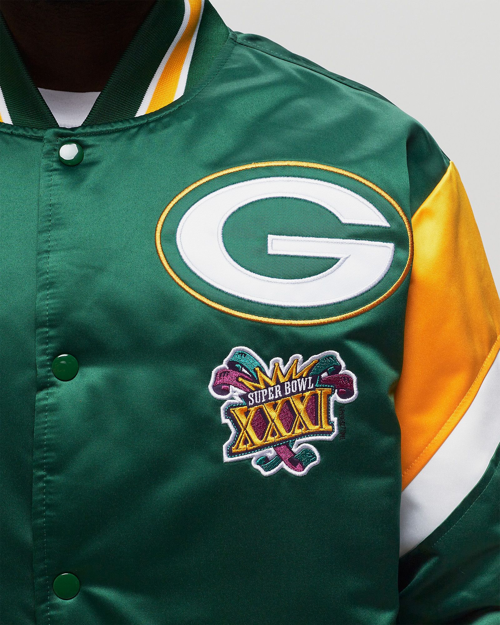 NFL HEAVYWEIGHT SATIN JACKET GREEN BAY PACKERS