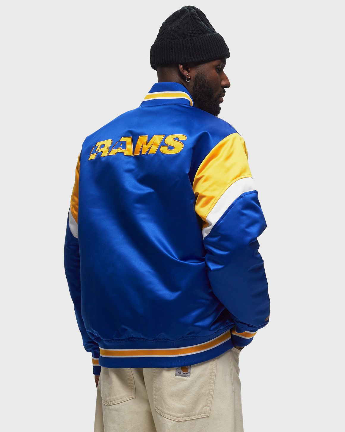 Mitchell Ness NFL HEAVYWEIGHT SATIN JACKET LOS ANGELES RAMS Blue BSTN Store