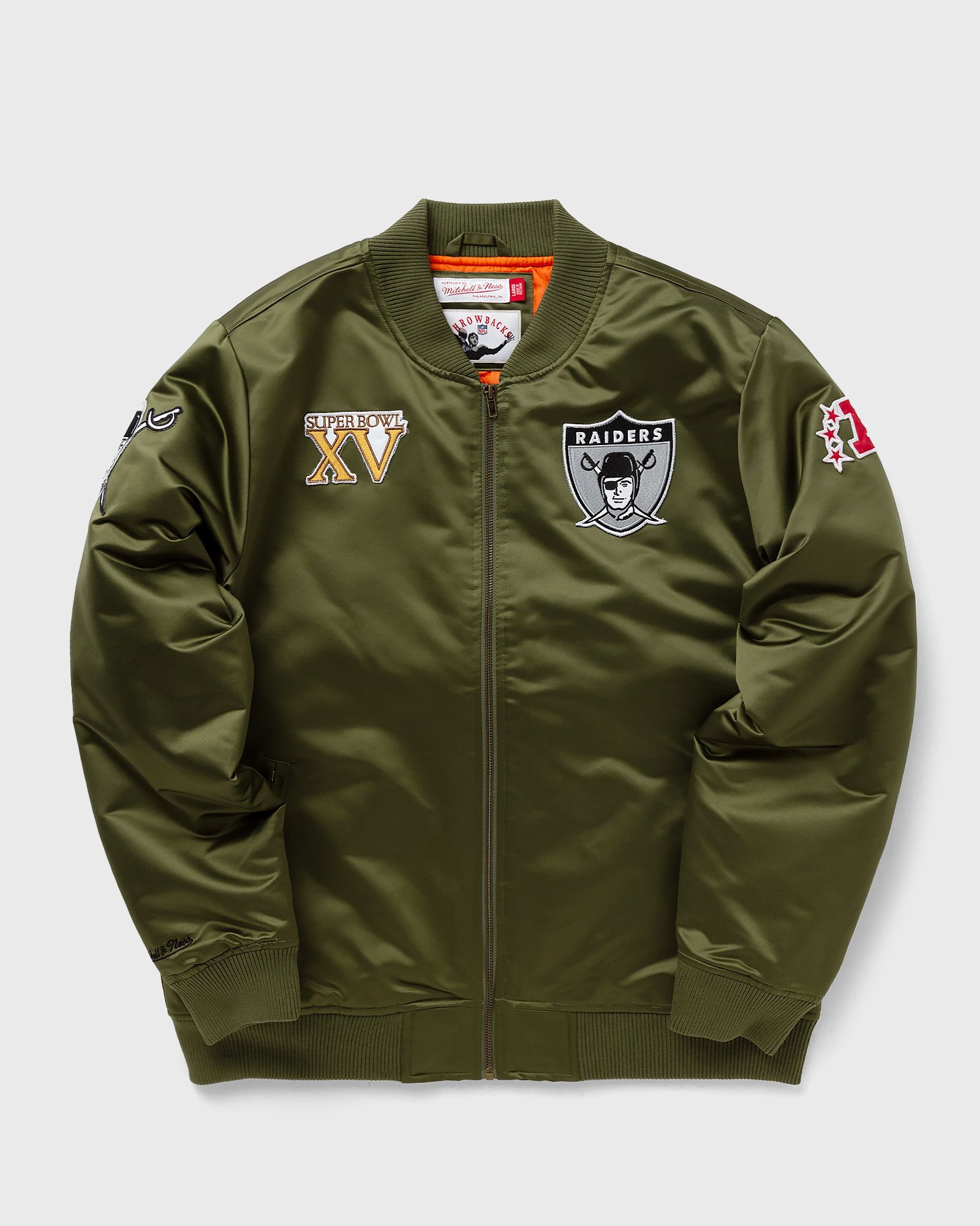 mitchell & ness nfl satin bomber jacket las vegas raiders men jackets|team jackets