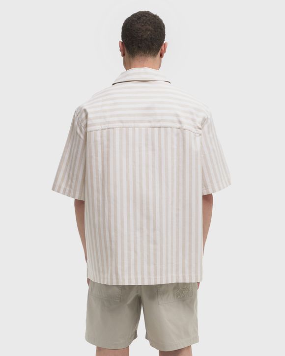 【Maison Kitsune】SHORT SLEEVE OVERSHIRT◆OM00429WC5045 Maison Kitsune SHORT SLEEVE OVERSHIRT Beige | BSTN Store