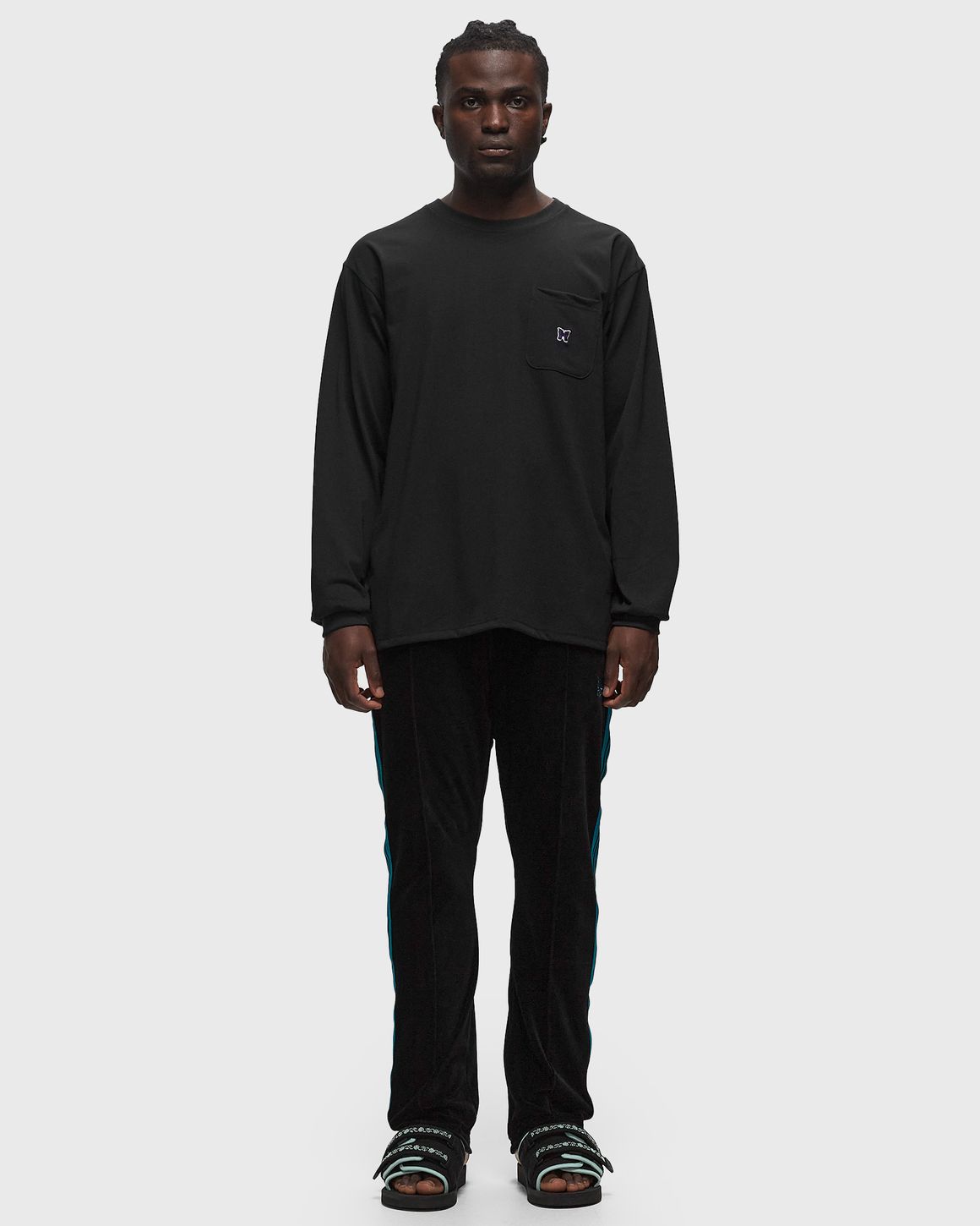 Tシャツ・カットソー NEEDLES Men T Shirts OT261 BLACK Needles L/S Crew Neck Tee Black | BSTN Store