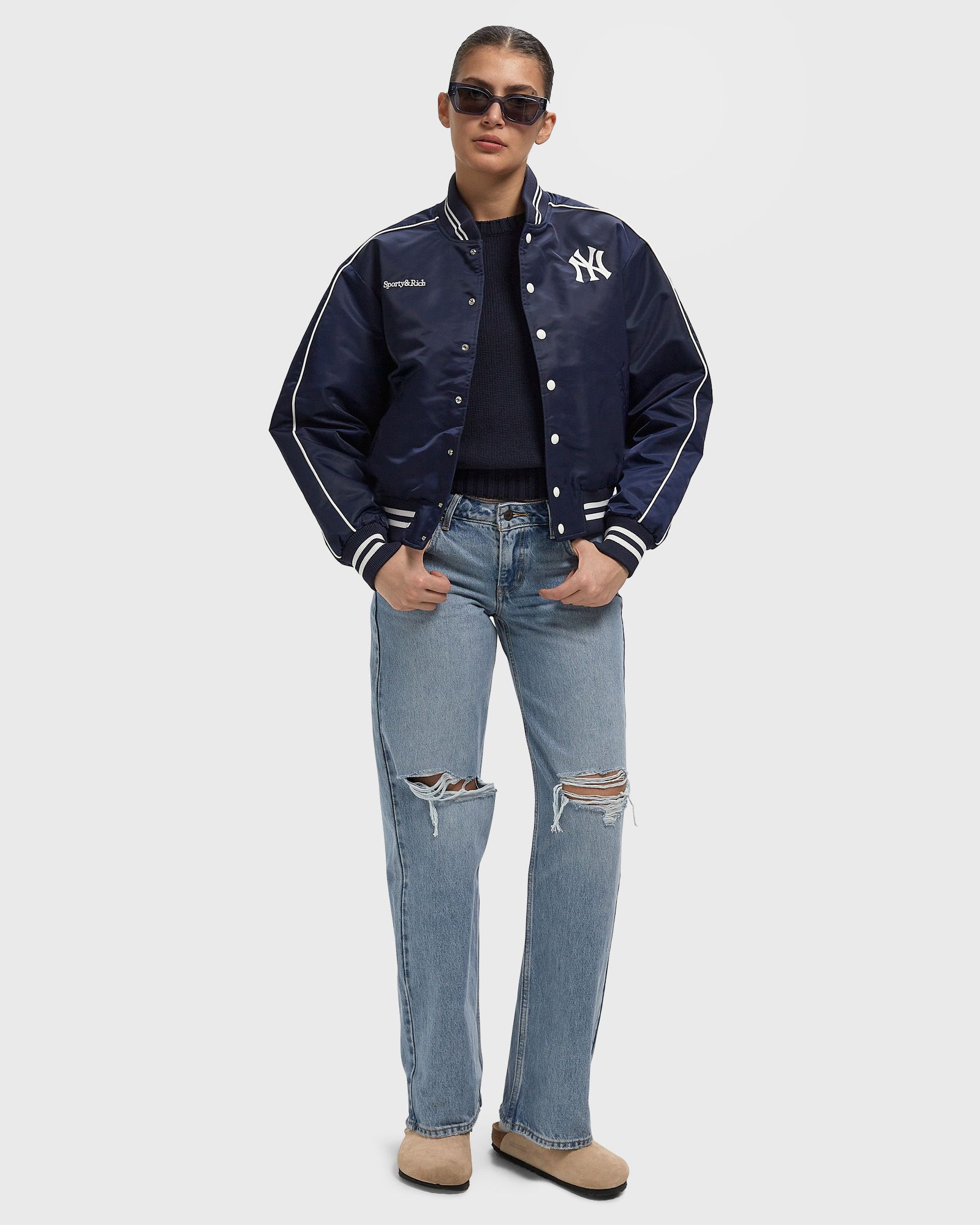 Yankees Curve Nylon Varsity Jacket