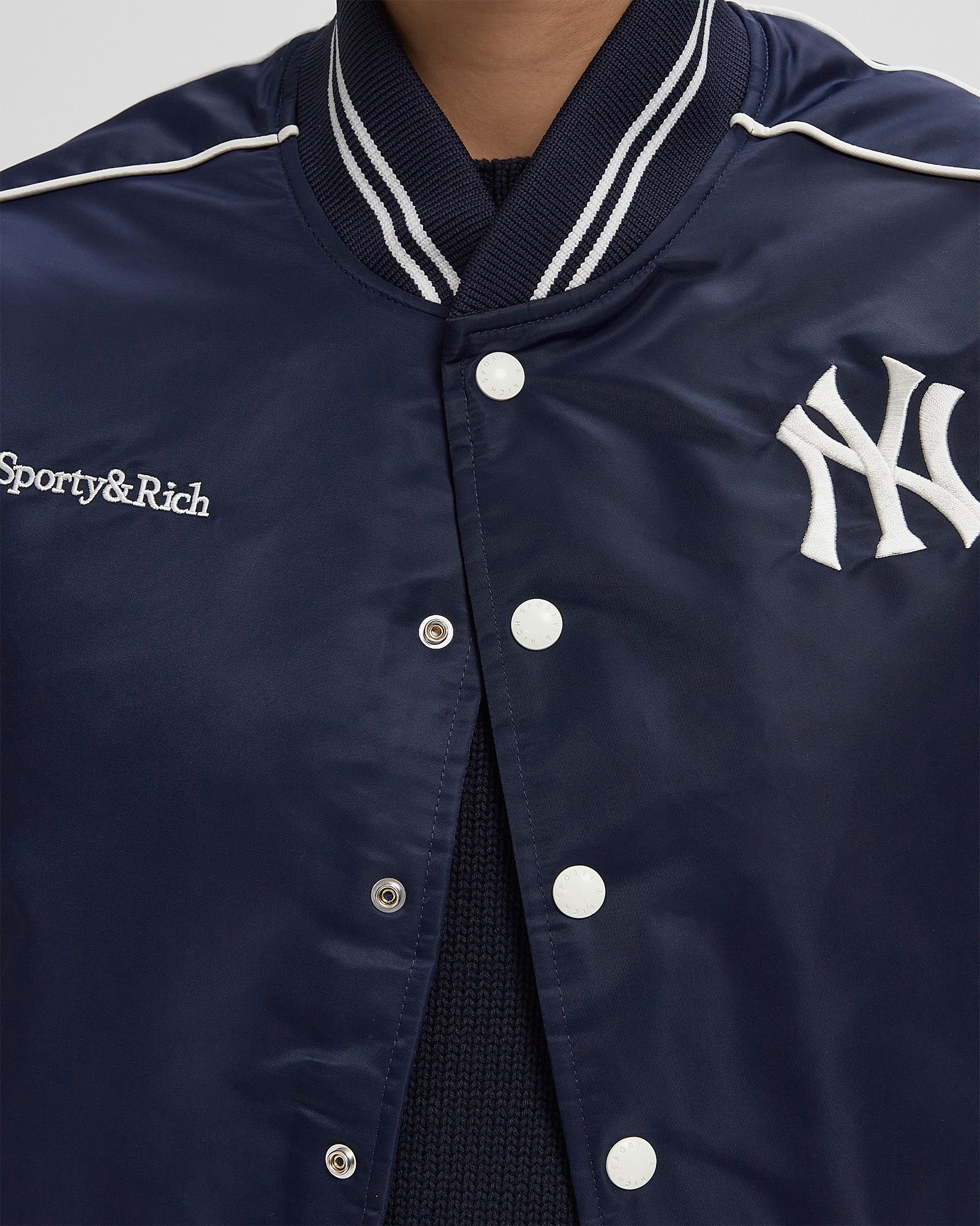 Yankees Curve Nylon Varsity Jacket