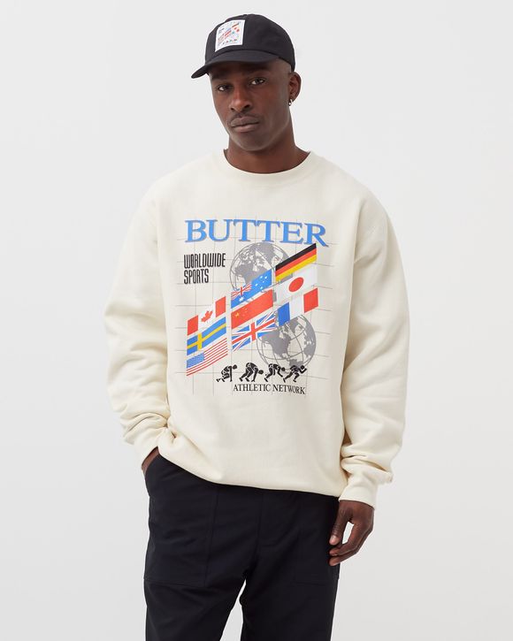 Butter Goods TRACK CREWNECK SWEATSHIRT White BSTN Store