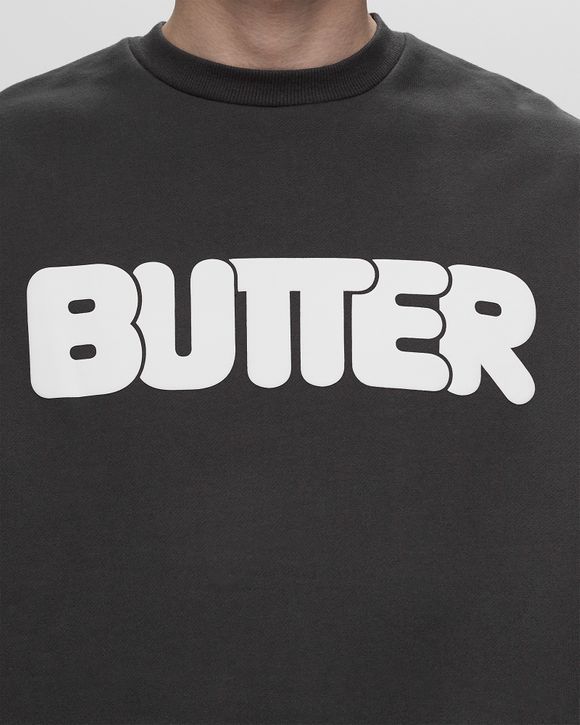 【BUTTER GOODS】 Rounded Logo Crewneck Sweatshirt, Black Butter Goods Rounded Logo Crewneck Black | BSTN Store