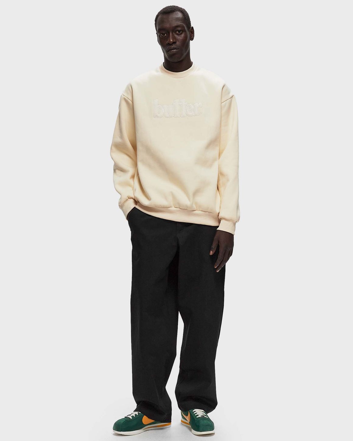 Butter Goods Fleece Applique Crewneck Beige | BSTN Store