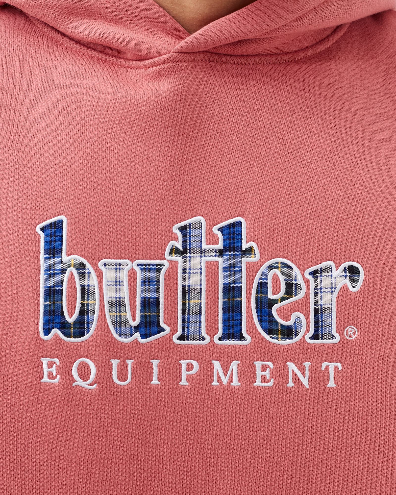 PLAID APPLIQUE PULLOVER HOODIE