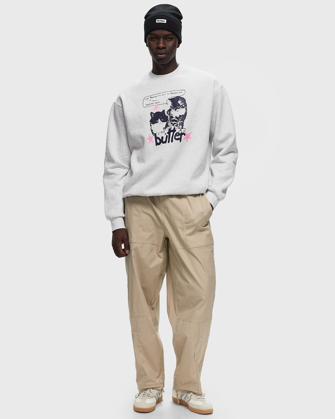 【BUTTER GOODS】 Upside Down Crewneck, Ash Butter Goods Upside Down Crewneck Grey | BSTN Store