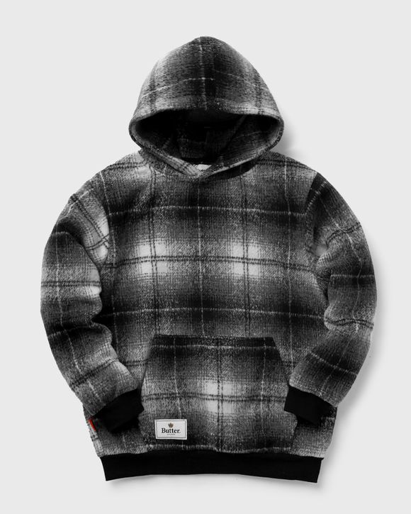 Butter Goods HEAVYWEIGHT PLAID PULLOVER HOODIE Black BLACK WHITE