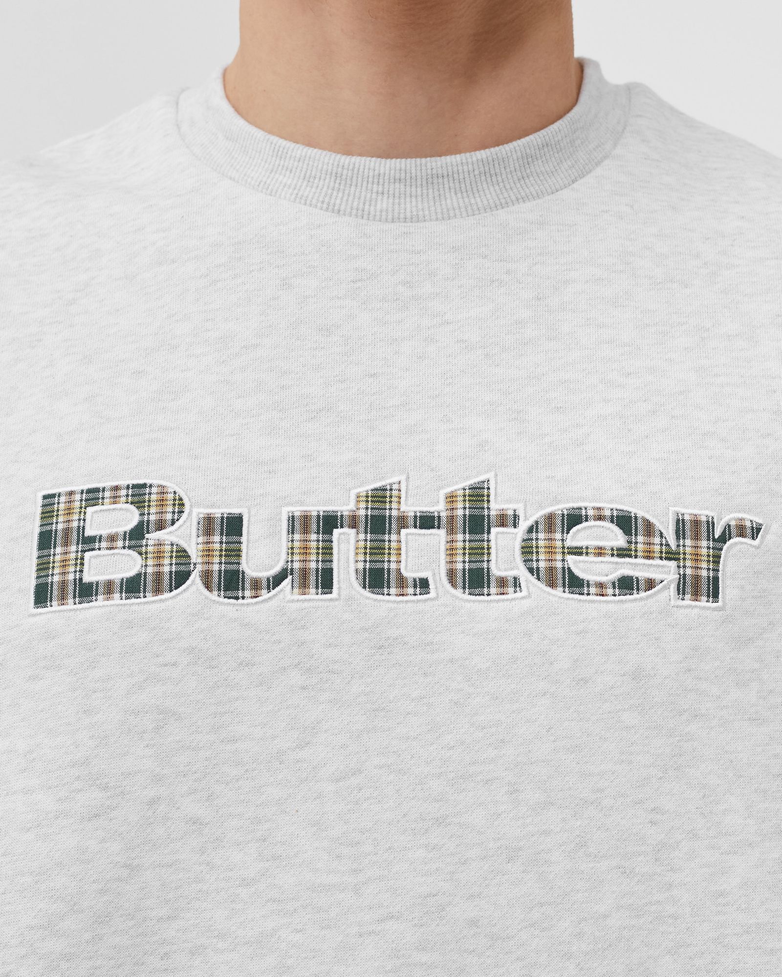 Plaid Applique Logo Crewneck Sweatshirt