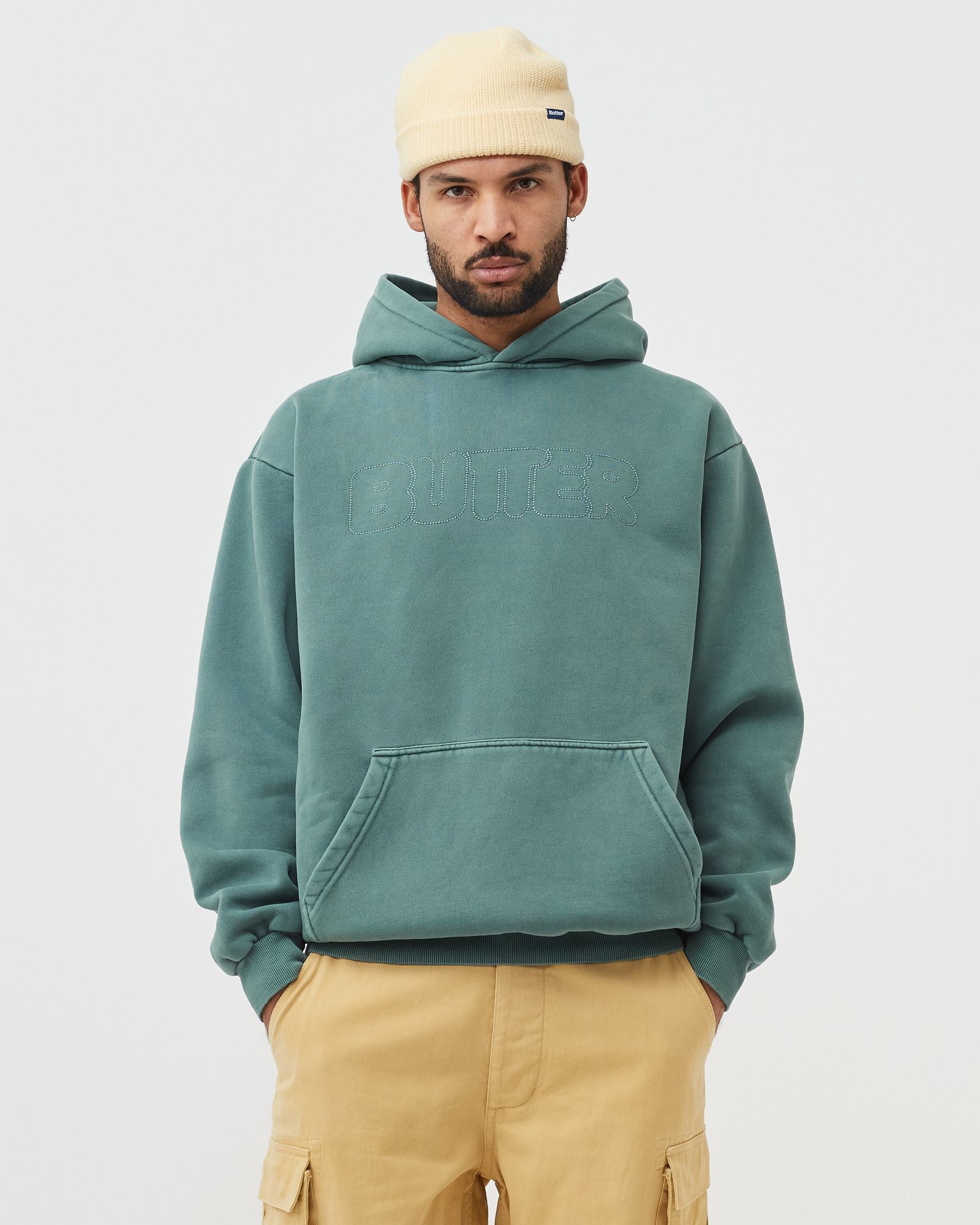 DISTRESSED DYE PULLOVER HOODIE