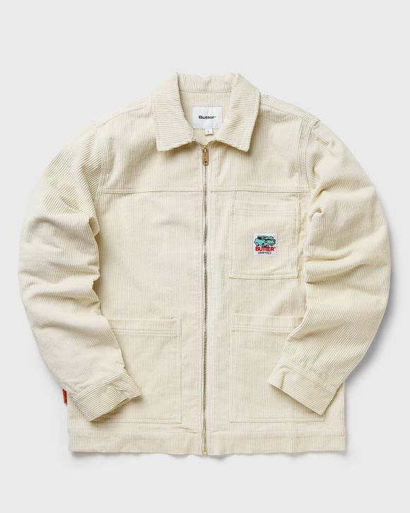 Butter Goods HIGH WALE CORD ZIP THRU OVERSHIRT White - SANDSTONE