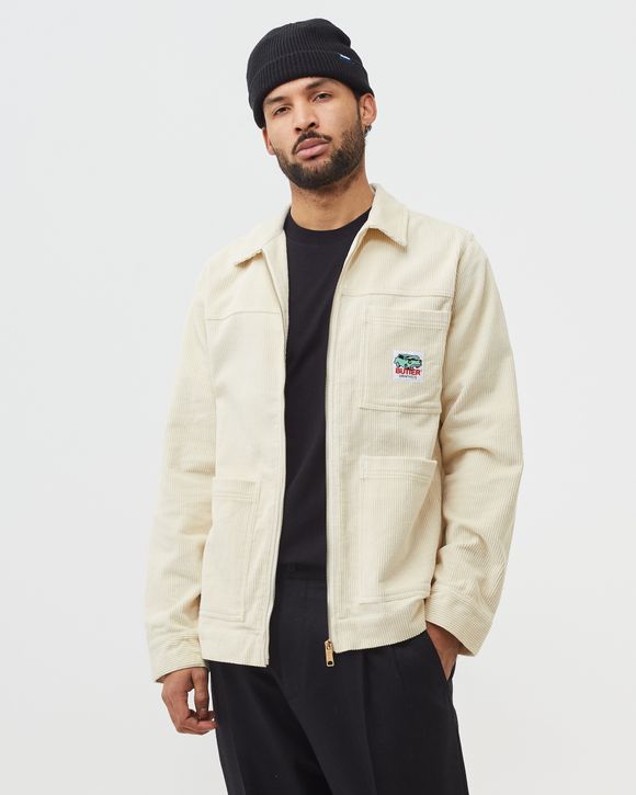 Butter Goods HIGH WALE CORD ZIP THRU OVERSHIRT White - SANDSTONE