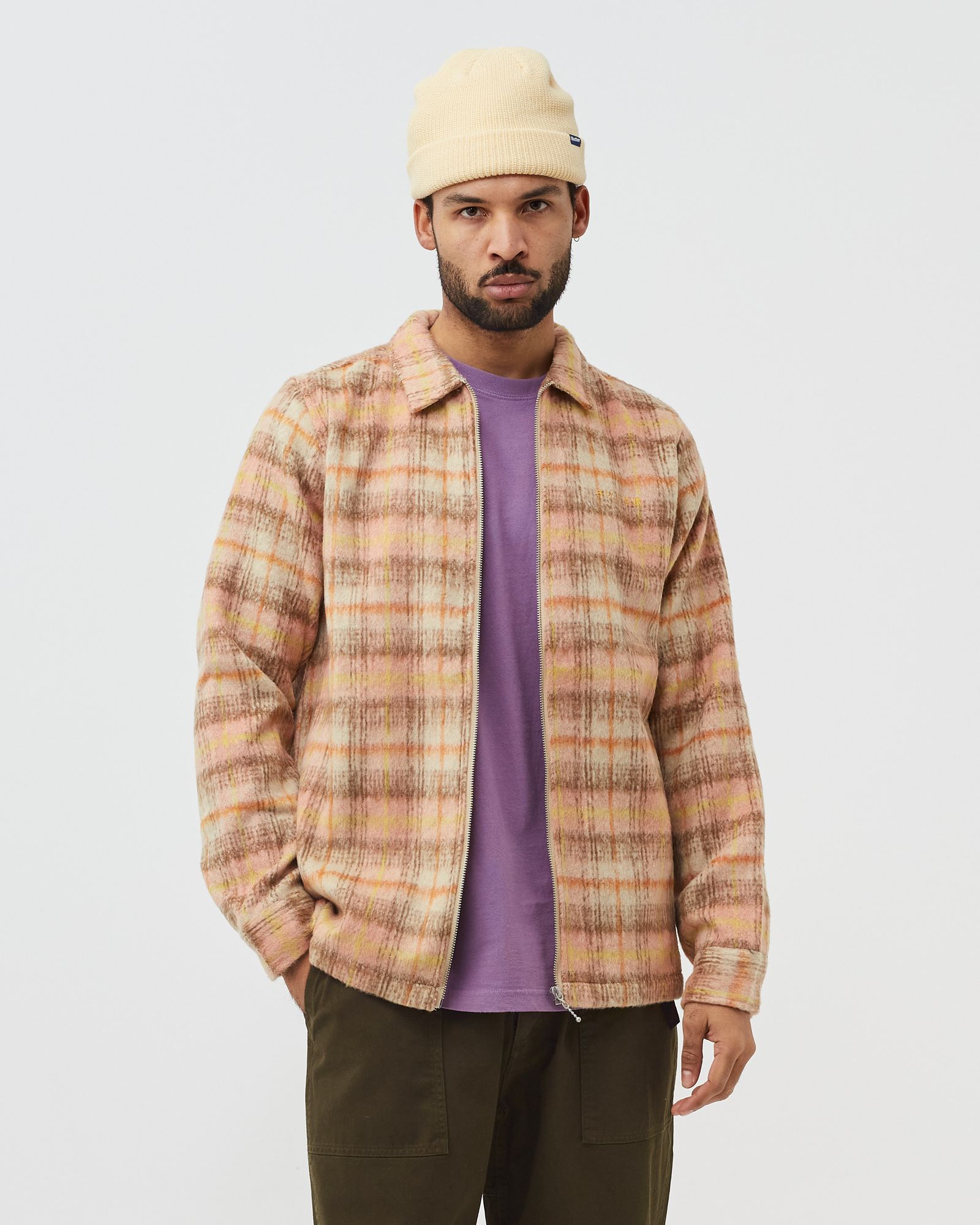 PLAID FLANNEL ZIP THRU SHIRT