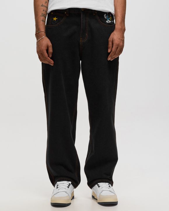 Patta Contrast Stitch Loose Denim Pants (Black)