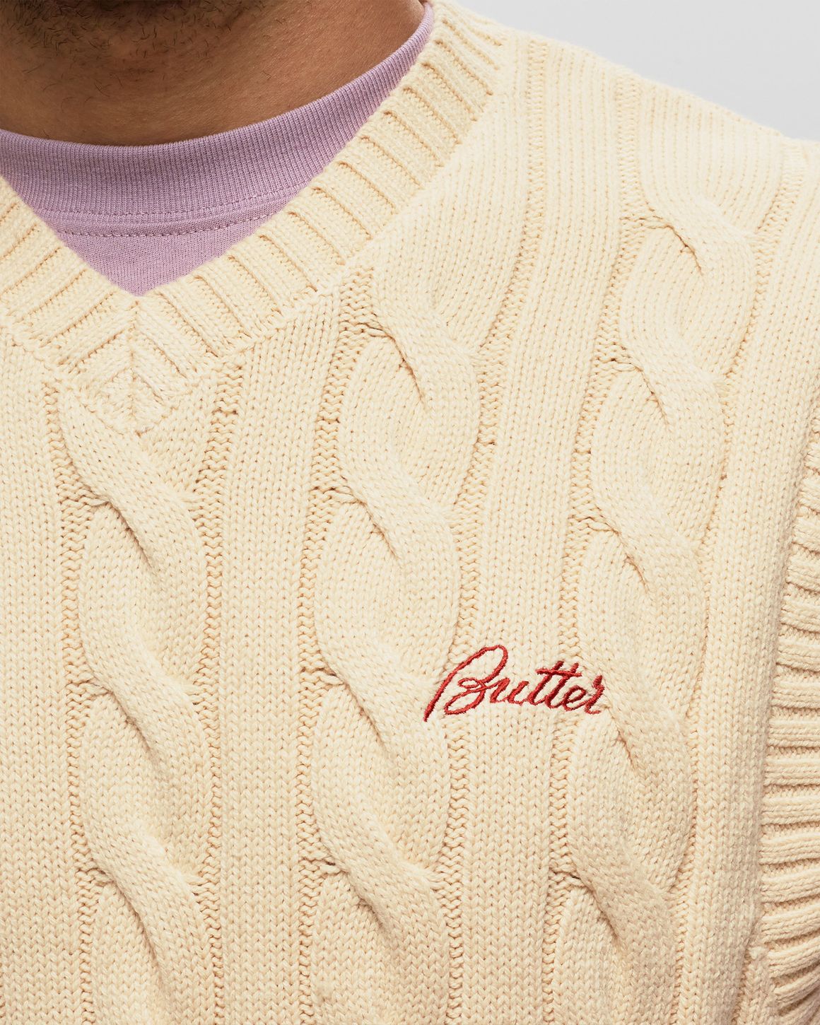 【BUTTER GOODS】 CABLE KNIT VEST : OAK Cable Knit Vest – Butter Goods