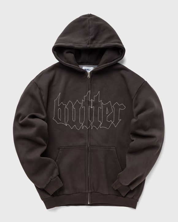 Butter Goods Cropped Zip-Thru Hood Black - WASHED BLACK