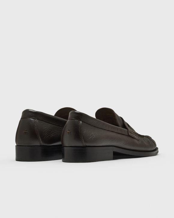 Ezra Chestnut Pebble Pleated Penny Loafer