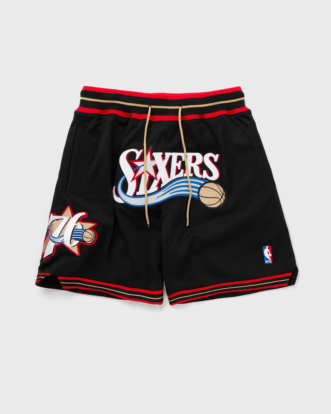 Mitchell Ness NBA SHORTS JUST DON 7 INCH PHILADELPHIA 76ERS Black BLACK WHITE