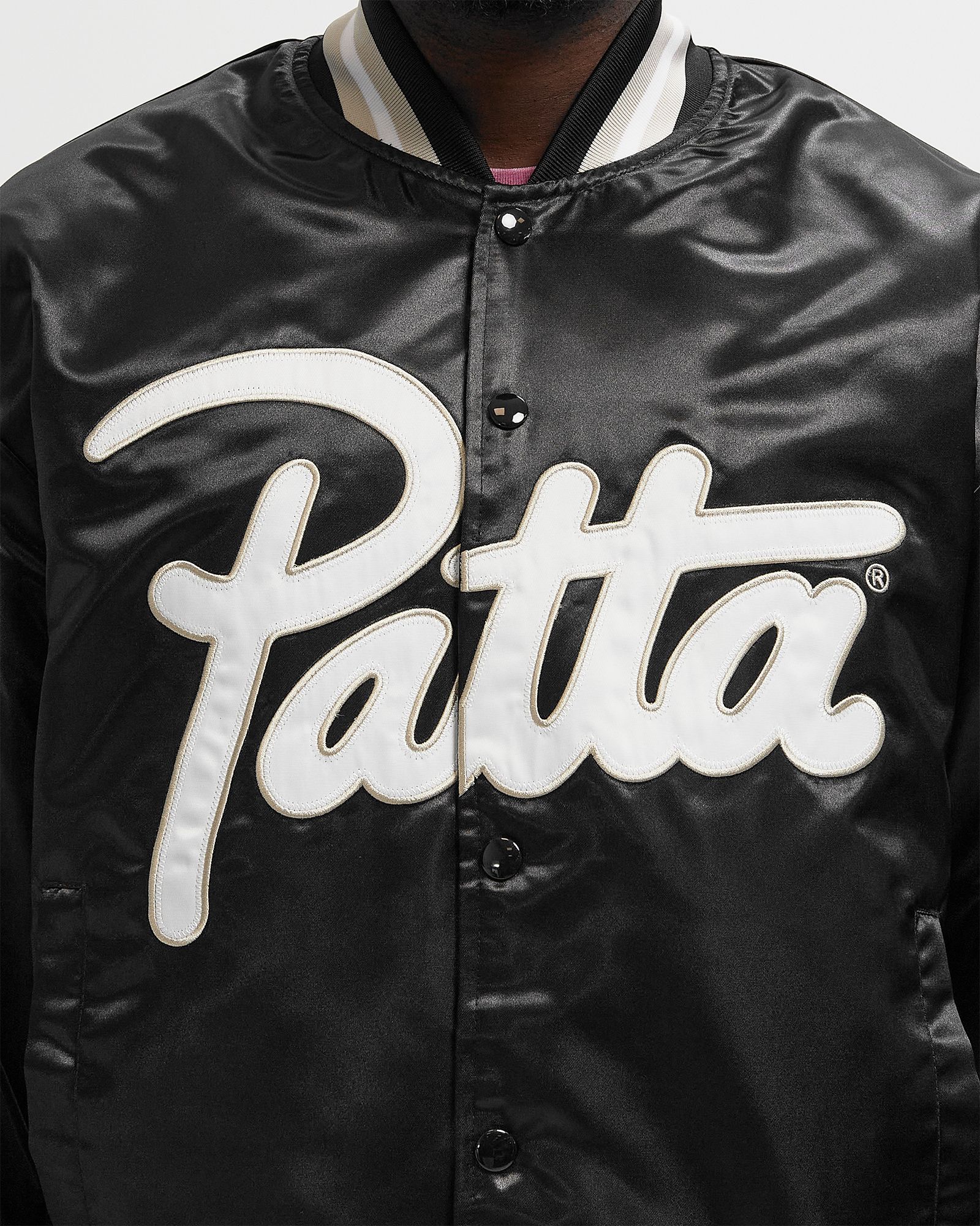 Script Logo Satin Varsity Jacket