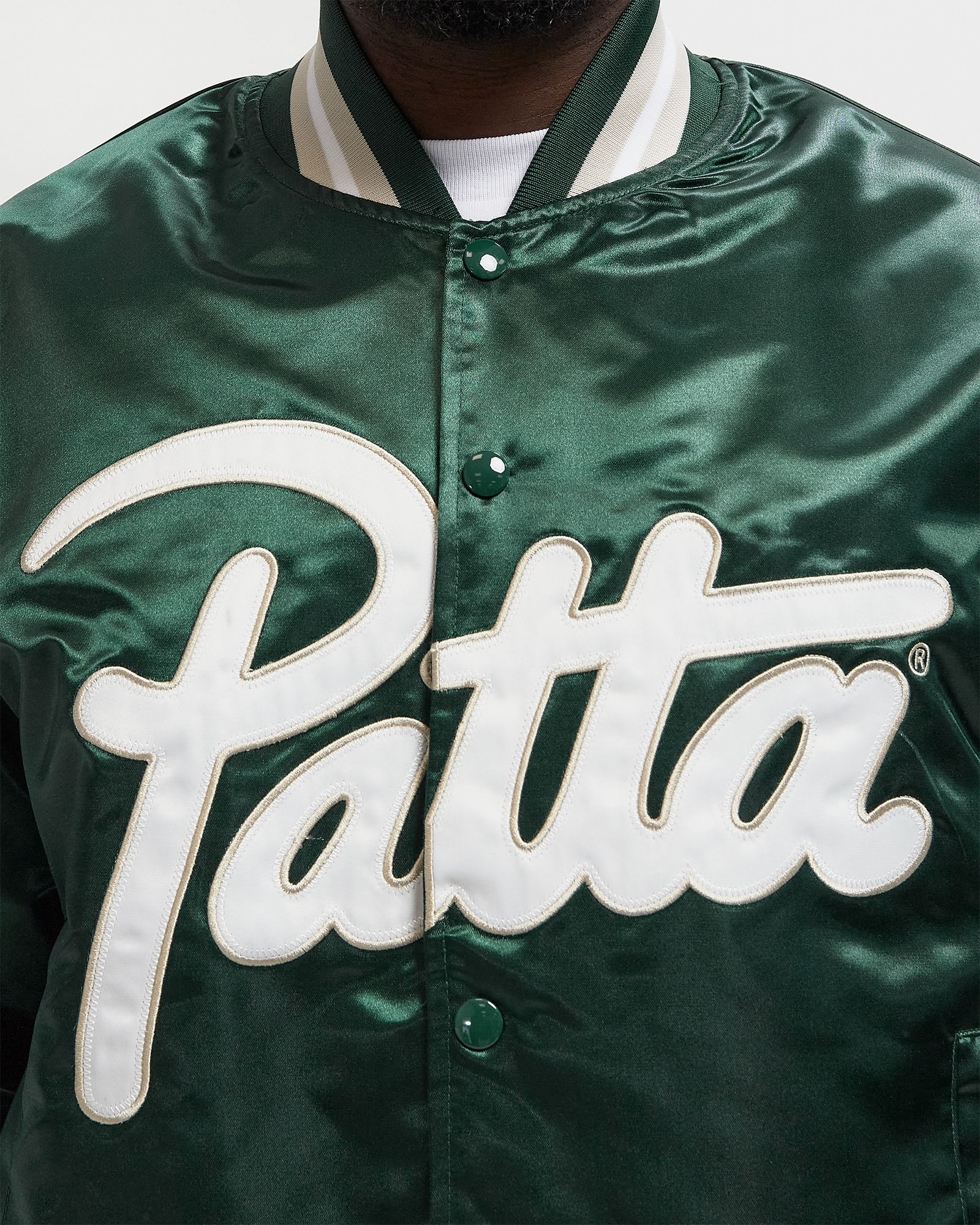 Script Logo Satin Varsity Jacket