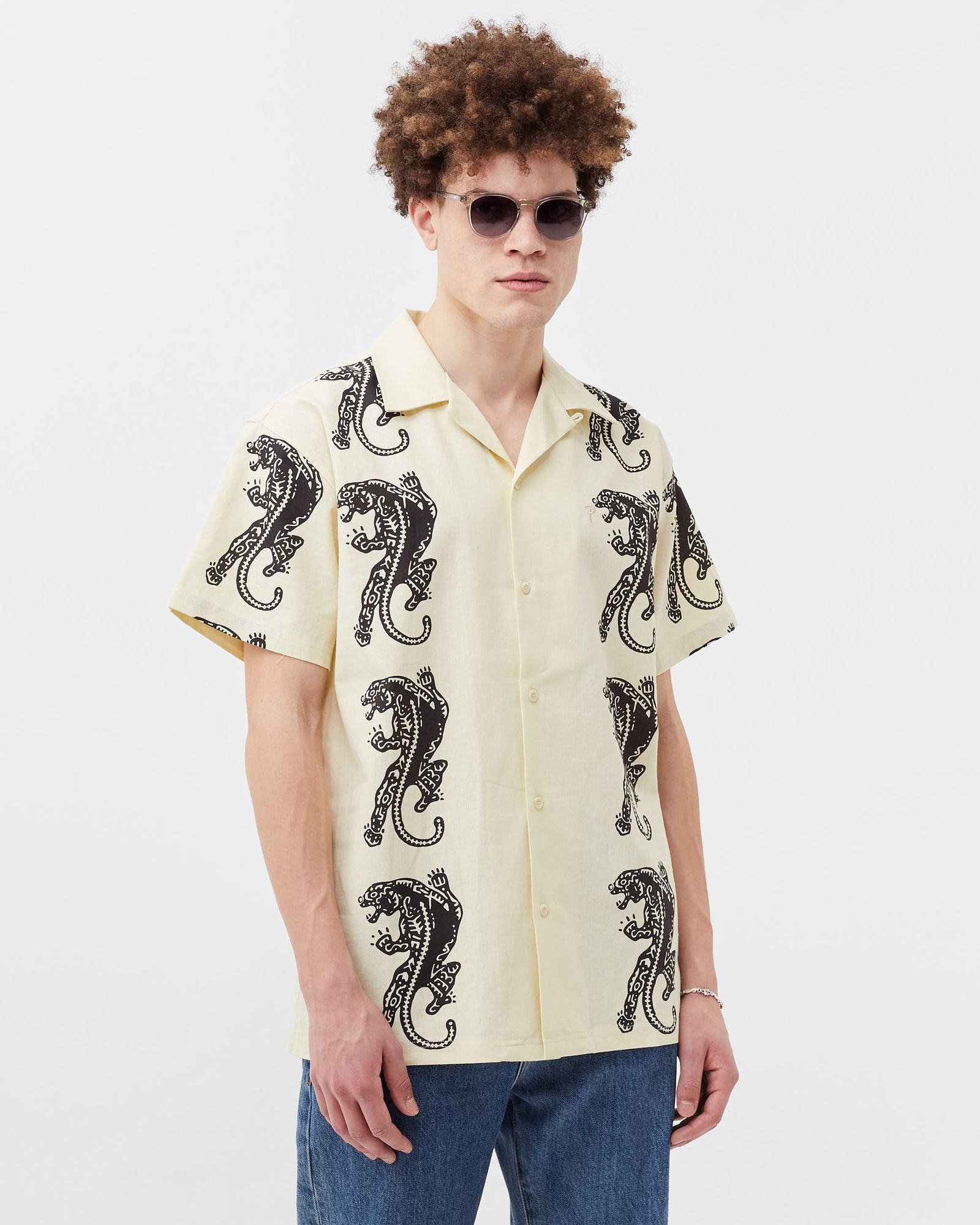 Block Print Panther Shortsleeve Shirt