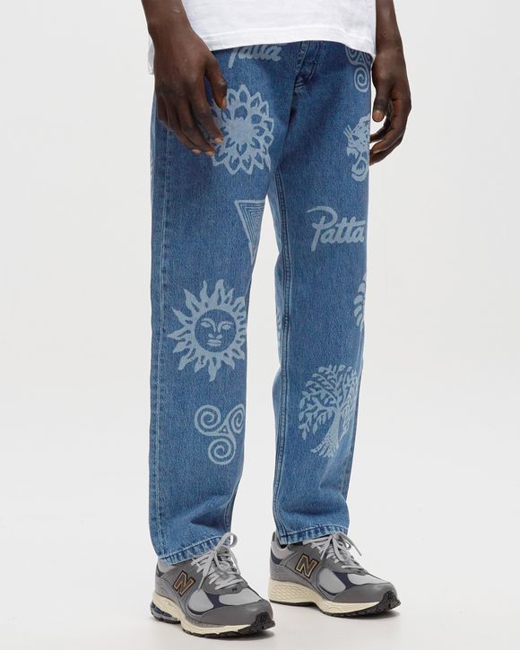 PATTA HOPE LOVE PEACE DENIM PANTS Blue - Light Blue