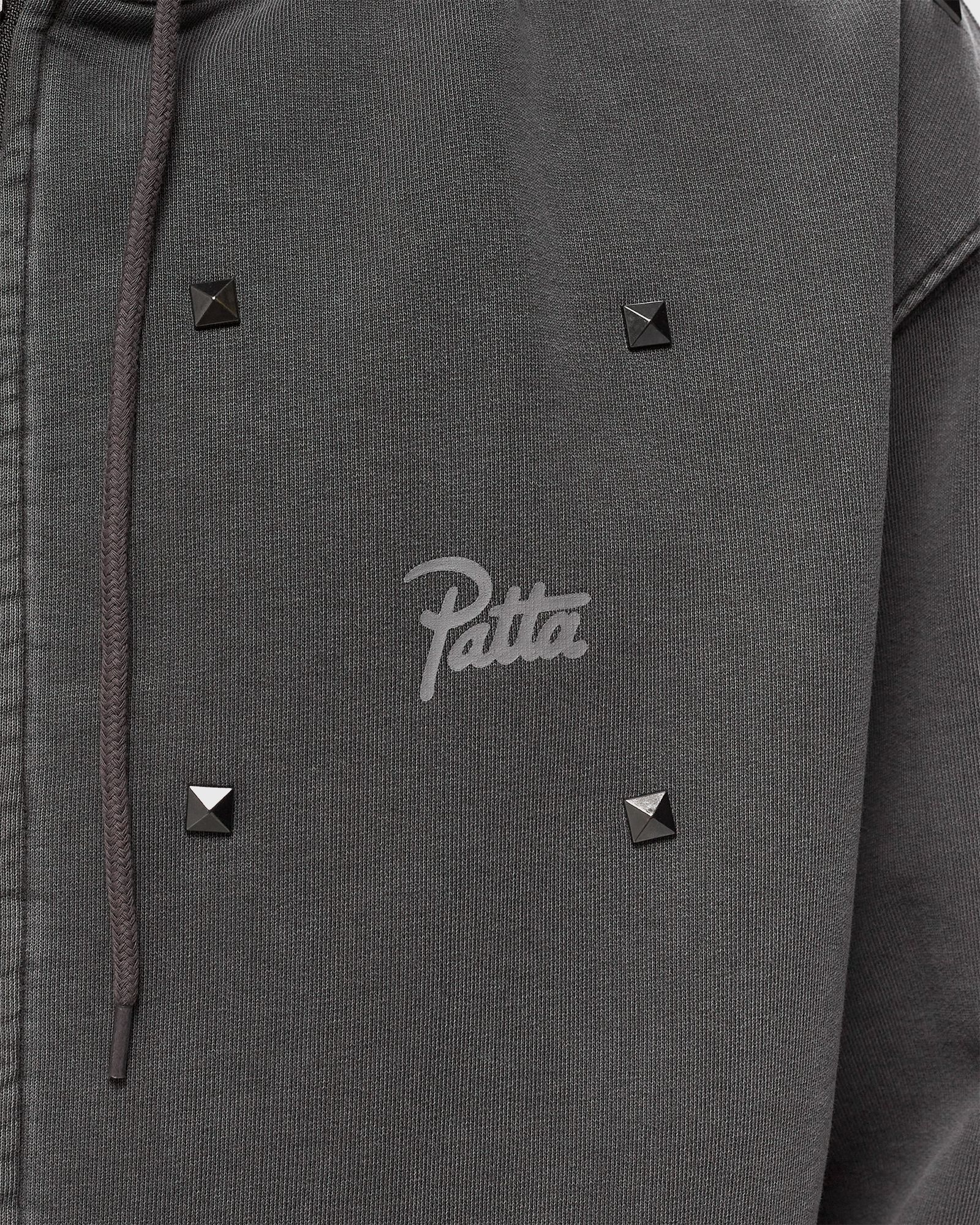 Studded Washed Zip Up Hooded Sweater