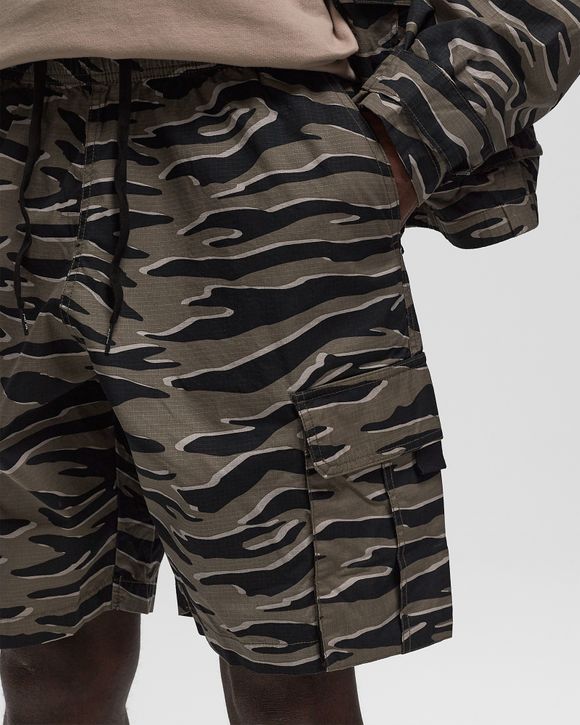 PATTA Tiger Stripe Camo Cargo Ripstop Shorts Black - multi