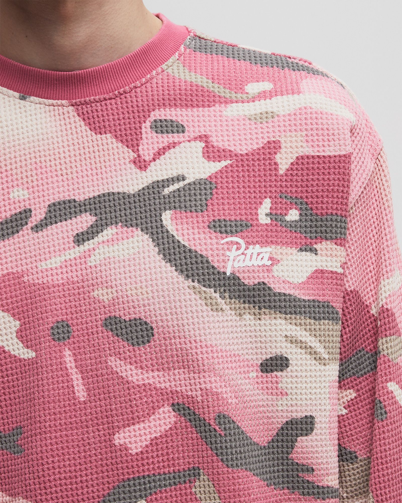 Cactus Flower Camo Waffle Longsleeve Tee