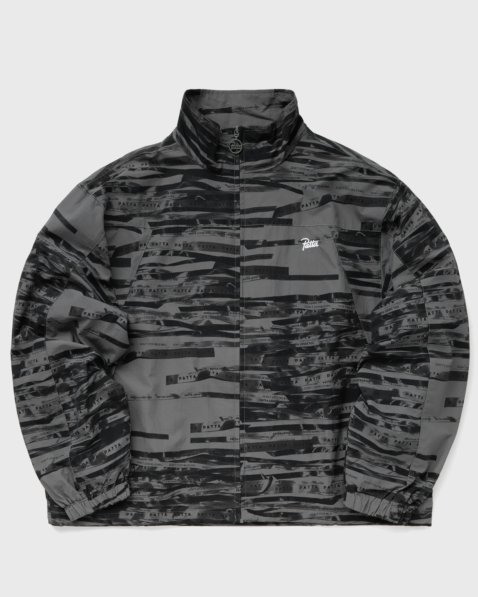PATTA - ribbons nylon m2 track jacket men track jackets black|grey in größe:l